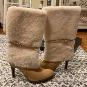 Ralph Lauren berit runway fur leather heels